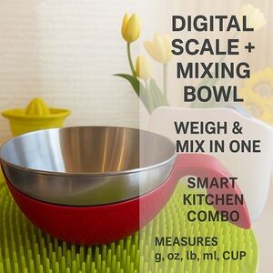 Digital 2 in 1 Kitchen Scale with Stainless Steel Mixing Bowl